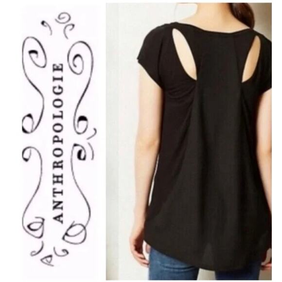 Anthropologie Tops - Anthropologie Top Women's XS Deletta Black Shimmerwing Back Cut Out